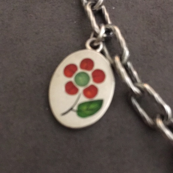 RELIOS 8 inch Sterling silver bracelet  five charms so beautiful C - Picture 3 of 11